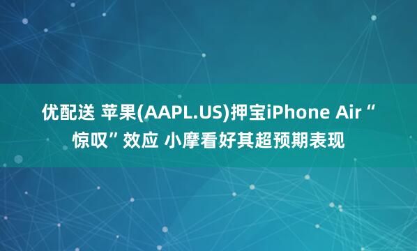 优配送 苹果(AAPL.US)押宝iPhone Air“惊叹”效应 小摩看好其超预期表现